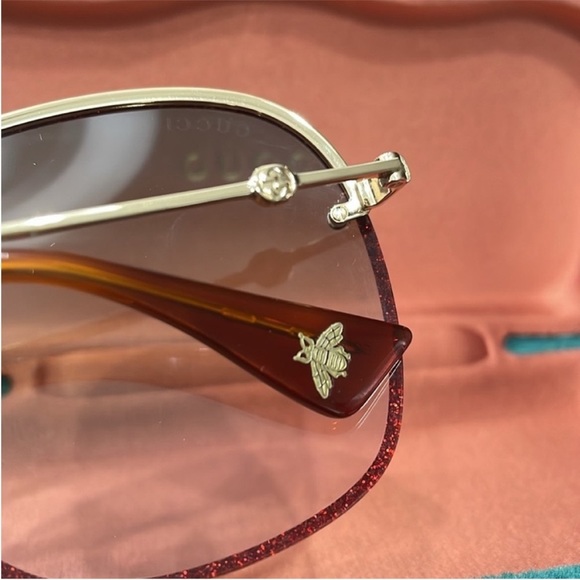 GUCCI GG0228S Oversized Glitter Sunglasses - Picture 13 of 14